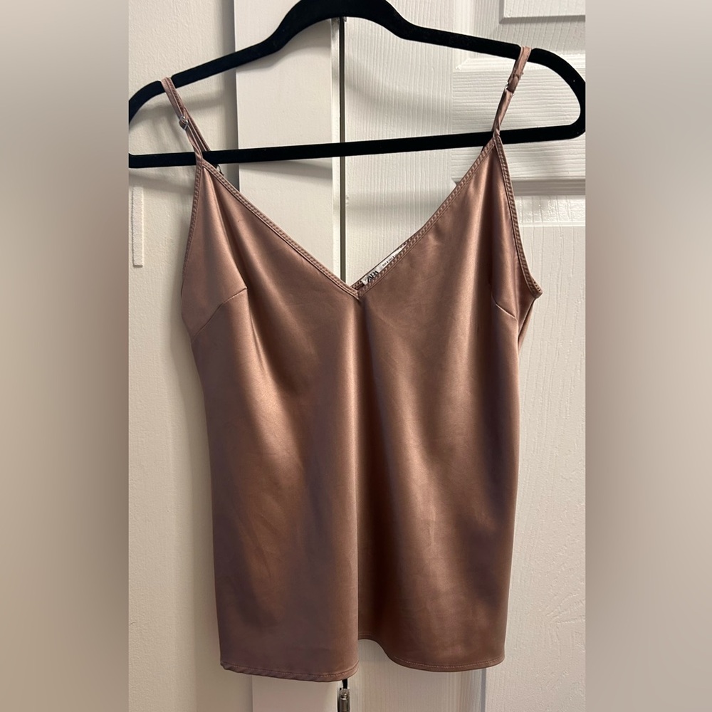 NWOT Zara Mauve Satin V-Neck Cami